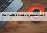 泸州区块链技术有哪些公司[泸州有哪些园区]